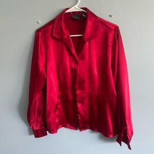 Laura Scott Red Satin Blouse